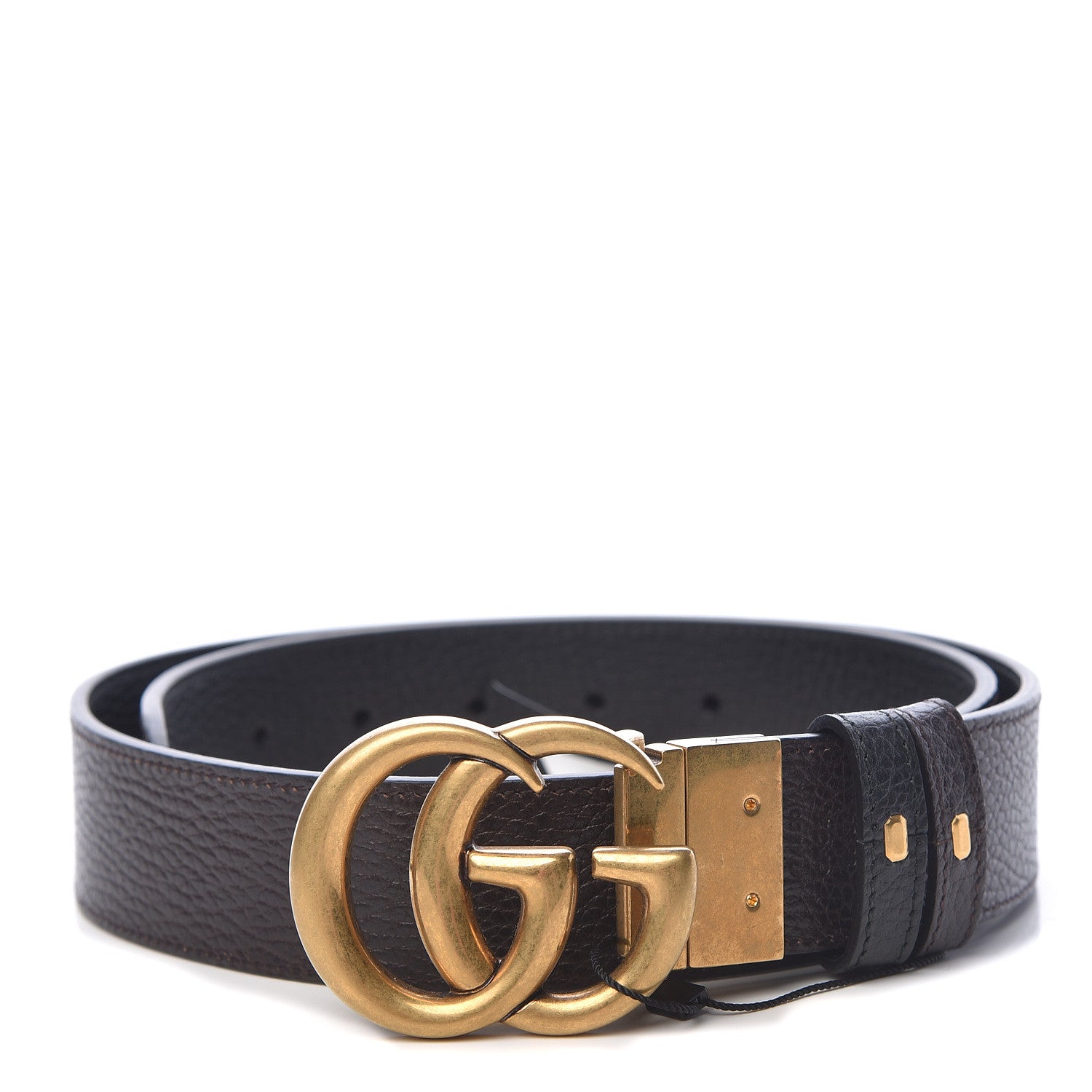 Gucci Calfskin Double G Reversible 37mm Belt 85 34 Black Cocoa 1 of 8