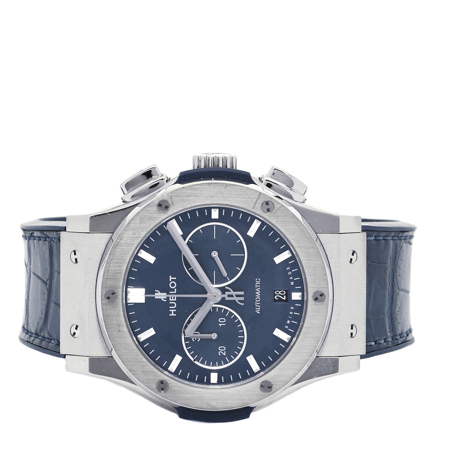 Titanium Alligator 42mm Classic Fusion Chronograph Automatic Watch Blue 541.NX.7170.LR