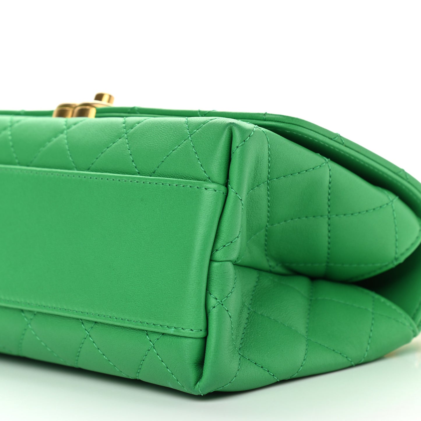 Lambskin Quilted La Parisienne Top Handle Flap Green