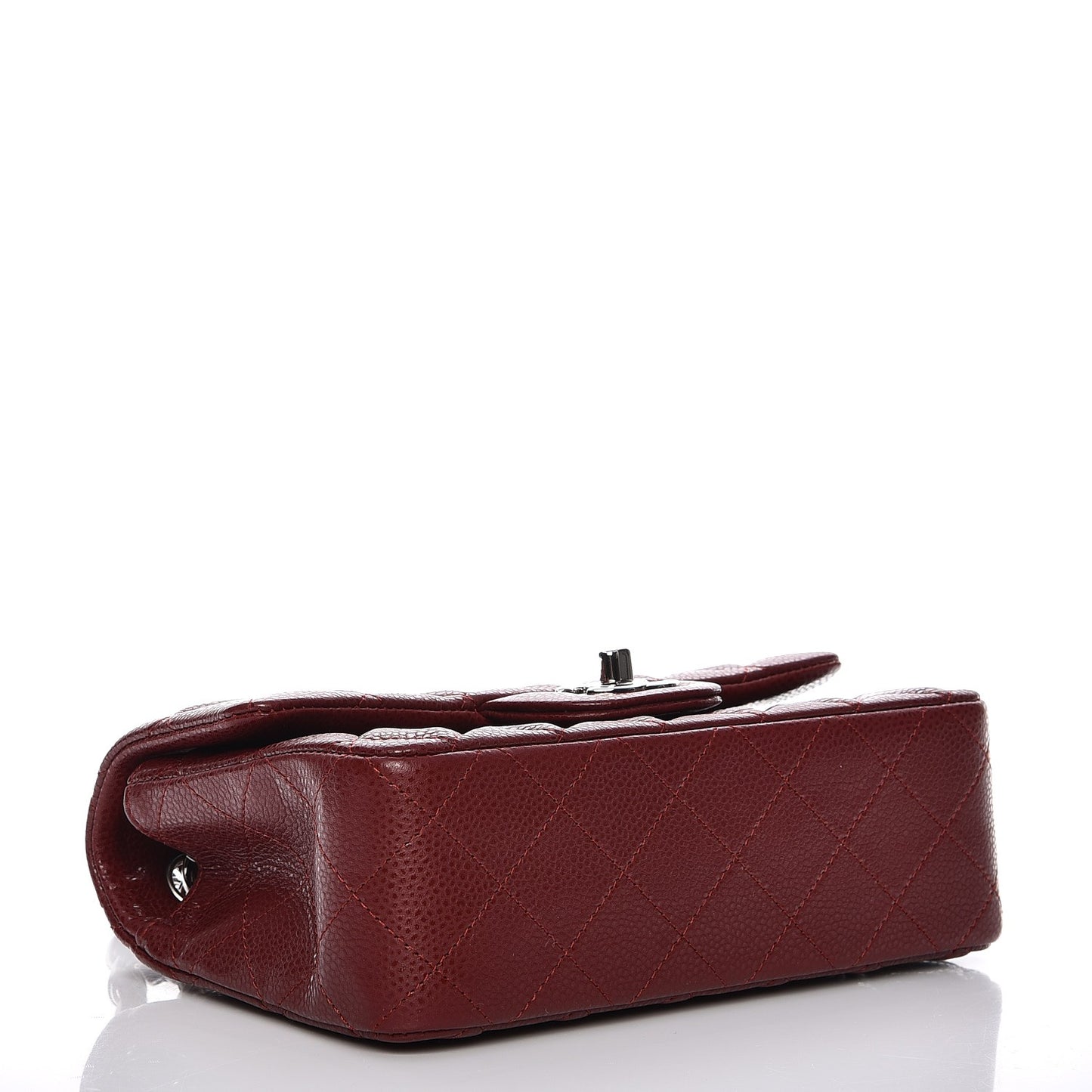 Caviar Quilted Mini Rectangular Flap Dark Red