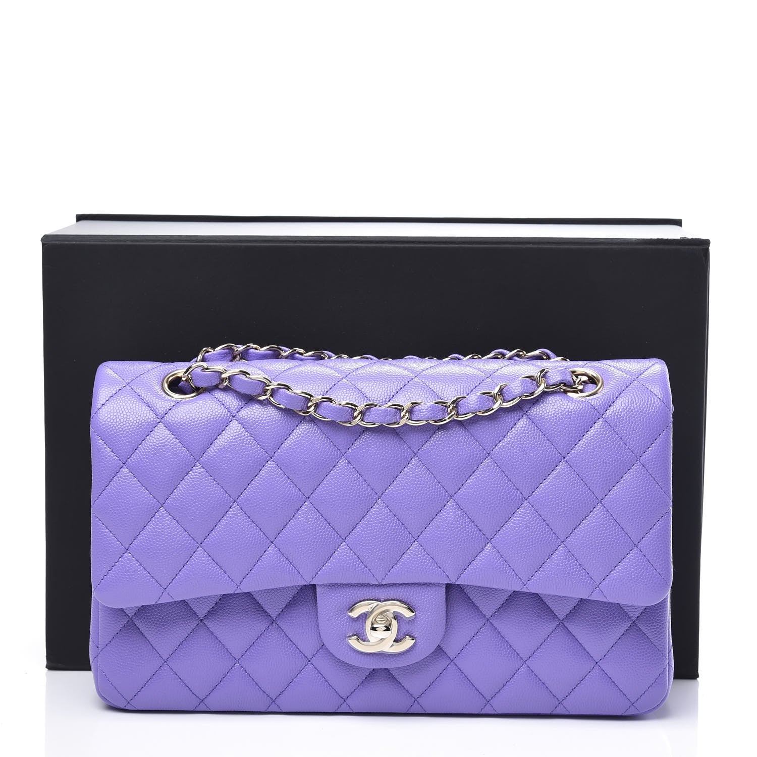 Chanel Caviar Quilted Medium Double Flap Purple 10 of 10