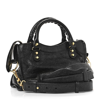 Balenciaga Agneau Classic Gold Hardware Mini City Black 3 of 9