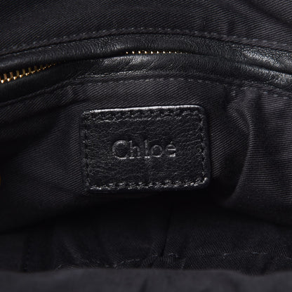 Chloe Lambskin Embroidered Medium Marcie Satchel Black 6 of 7
