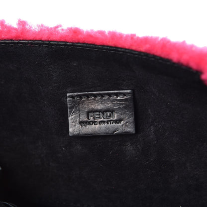 Fendi Shearling Nappa Mini Be Baguette Shoulder Bag Fuxia Black 14 of 15