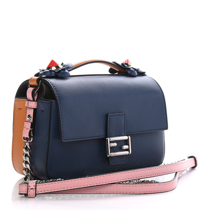 Fendi Vitello Dolce Nappa Flowerland Tri-Color Micro Double Baguette Blue Pink 2 of 9