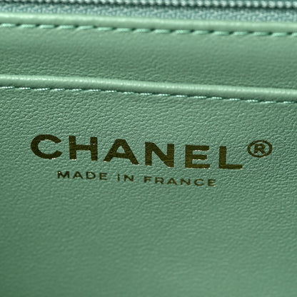 Chanel Lambskin Quilted Bi-Color Mini Top Handle Rectangular Flap Light Lilac Light Green 6 of 9