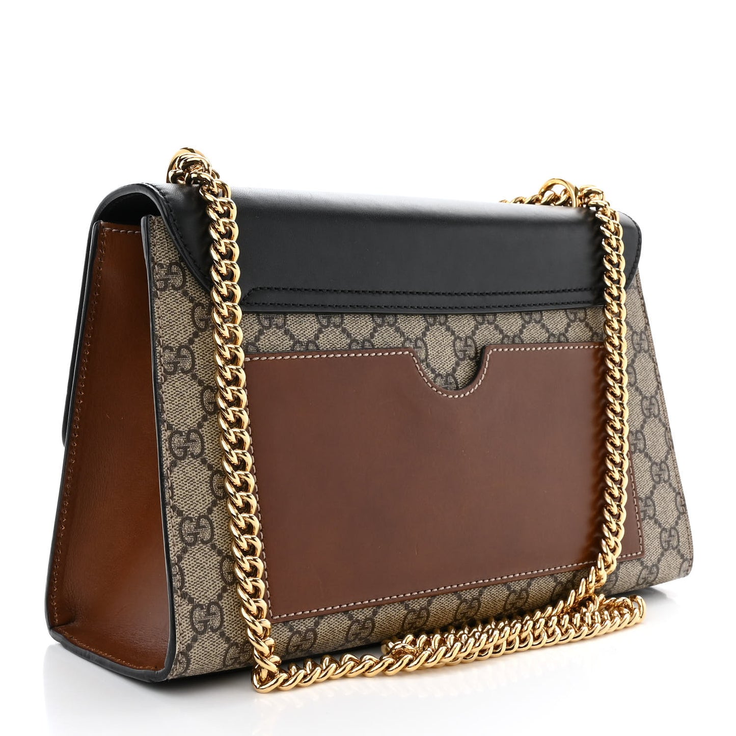 GG Supreme Monogram Calfskin Medium Padlock Shoulder Bag Beige Black Cuir