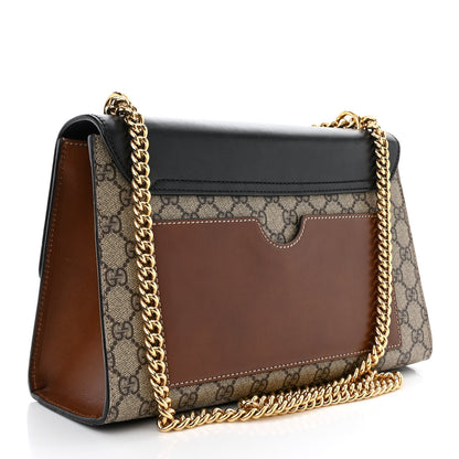 Gucci GG Supreme Monogram Calfskin Medium Padlock Shoulder Bag Beige Black Cuir 3 of 11
