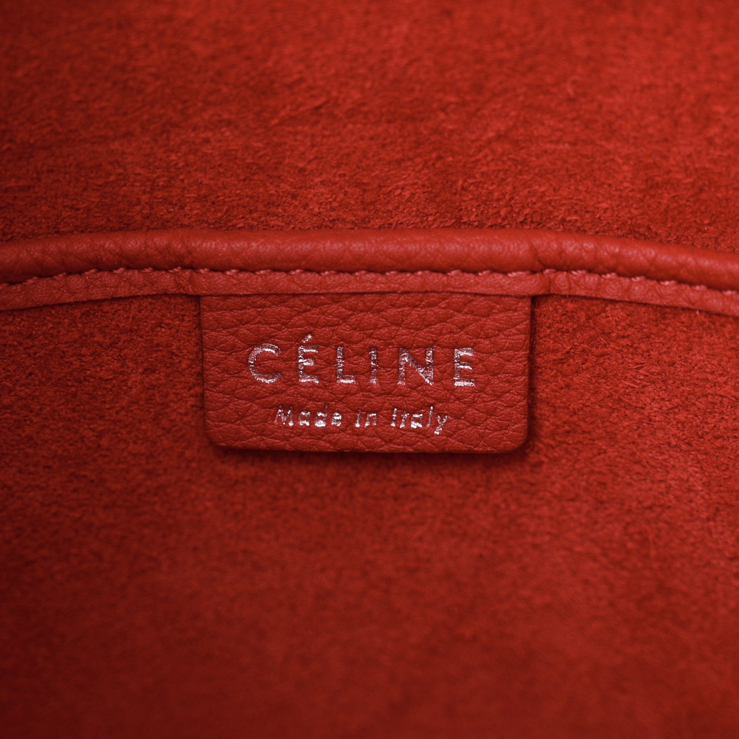 Celine Drummed Calfskin Nano Luggage Pop Red 7 of 10