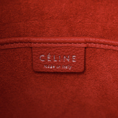 Celine Drummed Calfskin Nano Luggage Pop Red 7 of 10