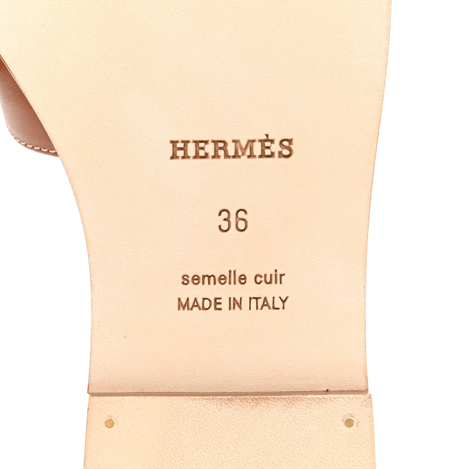 Hermes Box Calfskin Oran Sandals 36 Gold 6 of 10