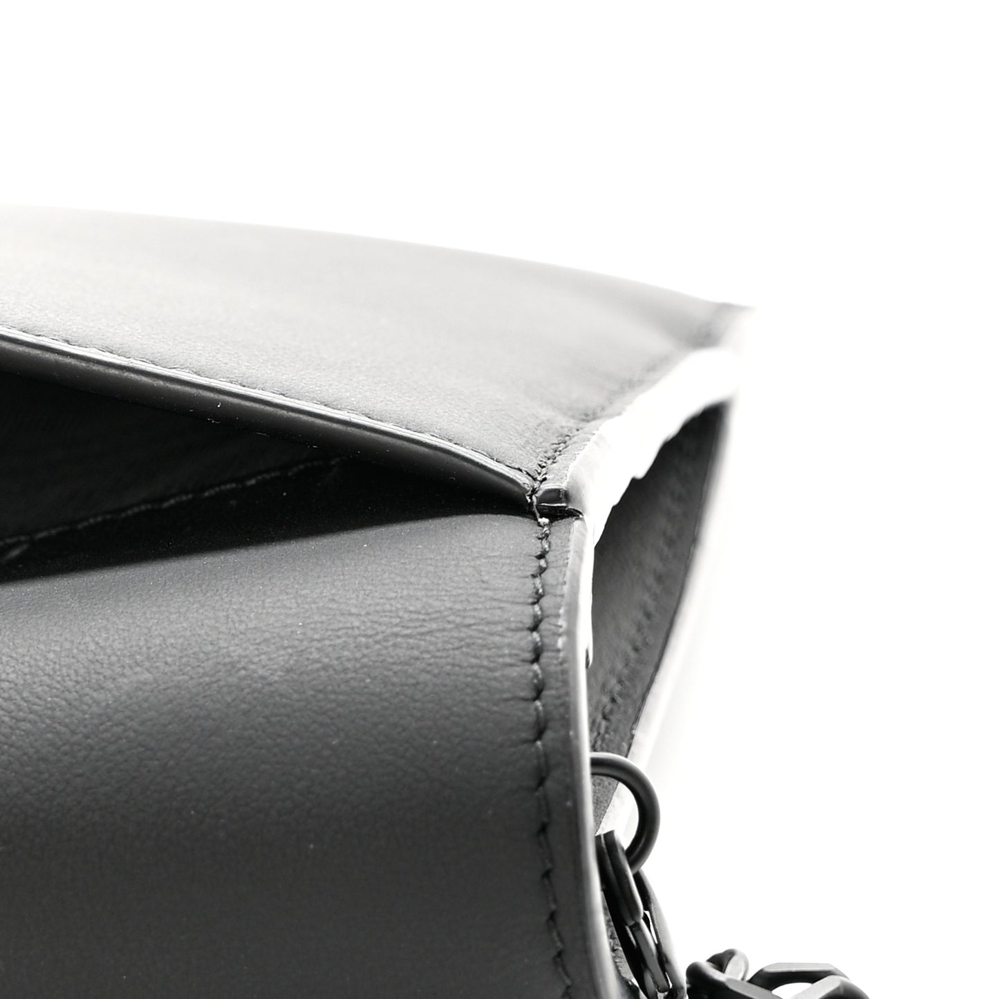 Ultra Matte Calfskin Saddle Chain Wallet Pouch Black