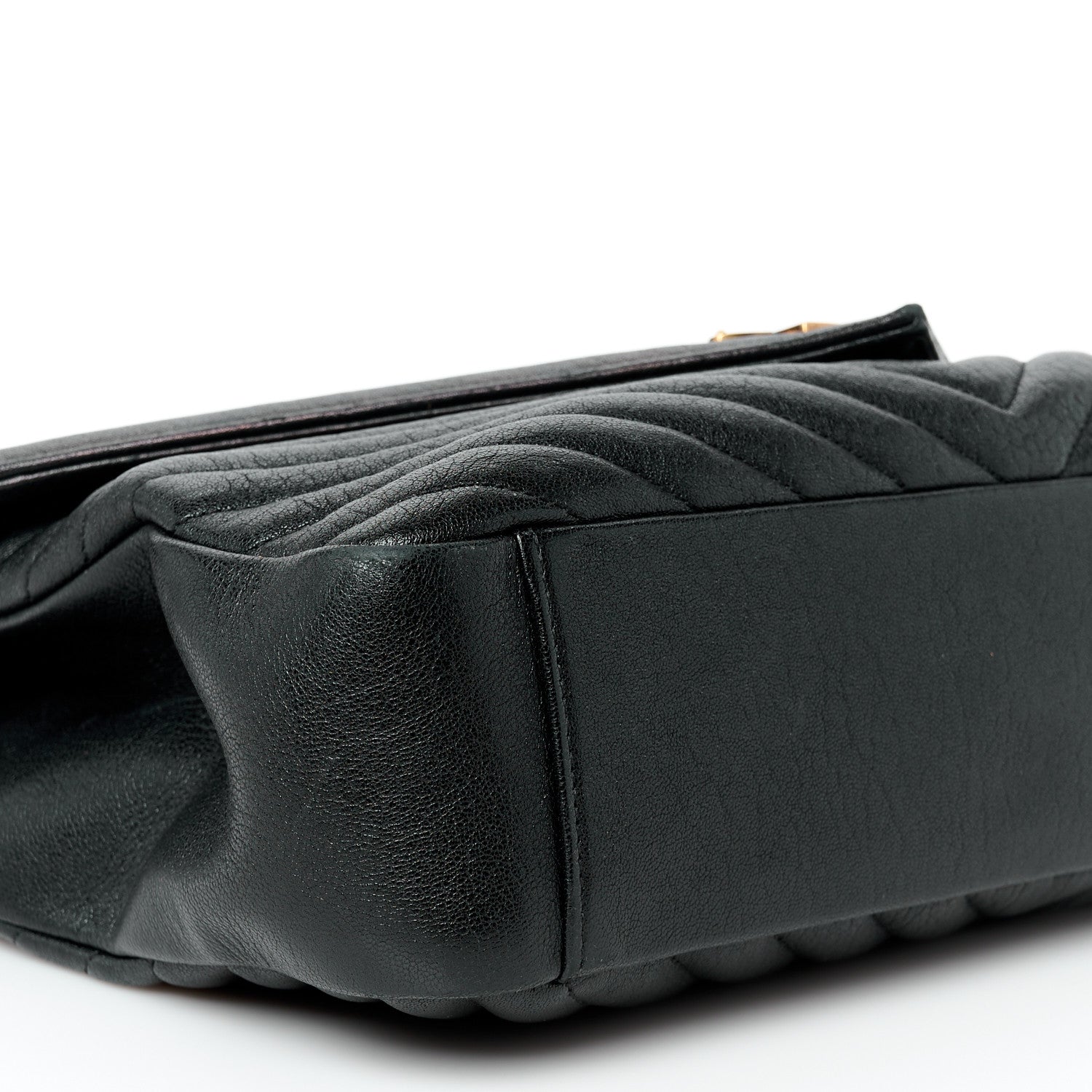 Saint Laurent Sheepskin Matelasse Chevron Monogram Large College Bag Black 10 of 11