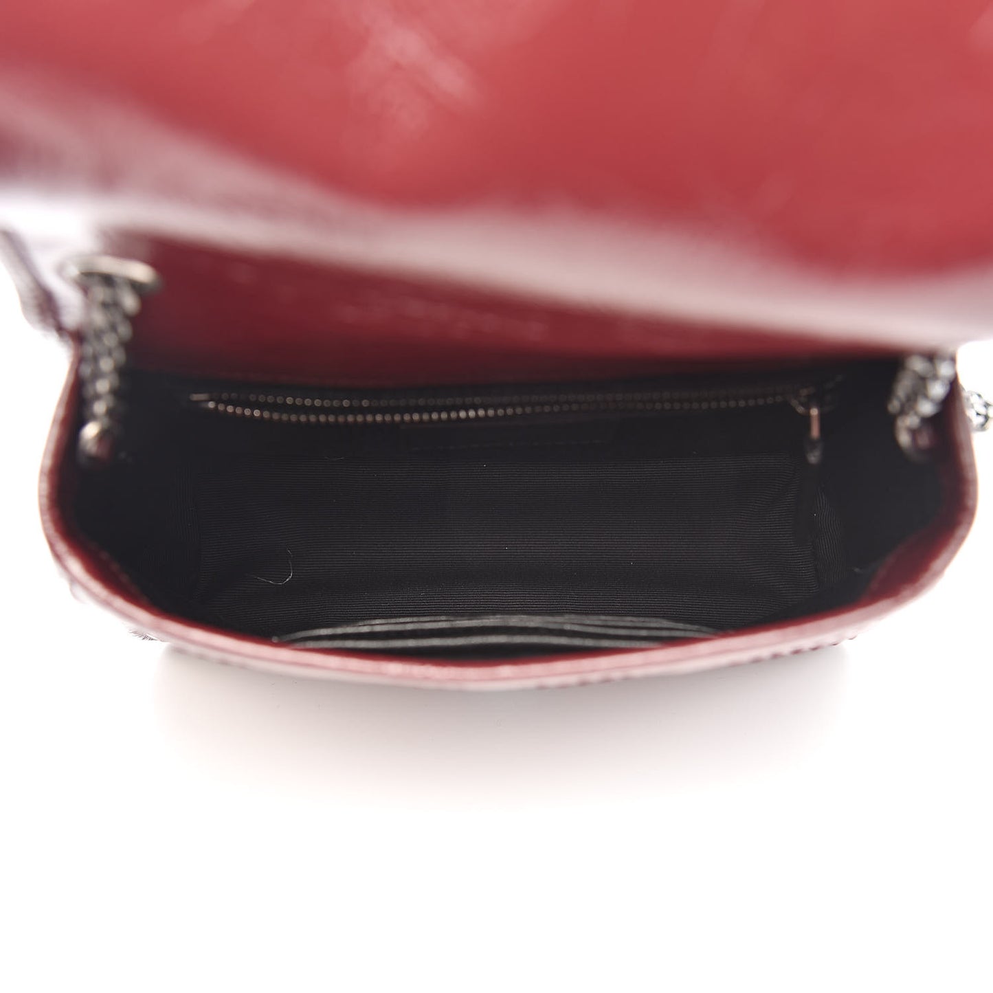 Crinkled Calfskin Matelasse Monogram Niki Chain Wallet Dark Legion Red