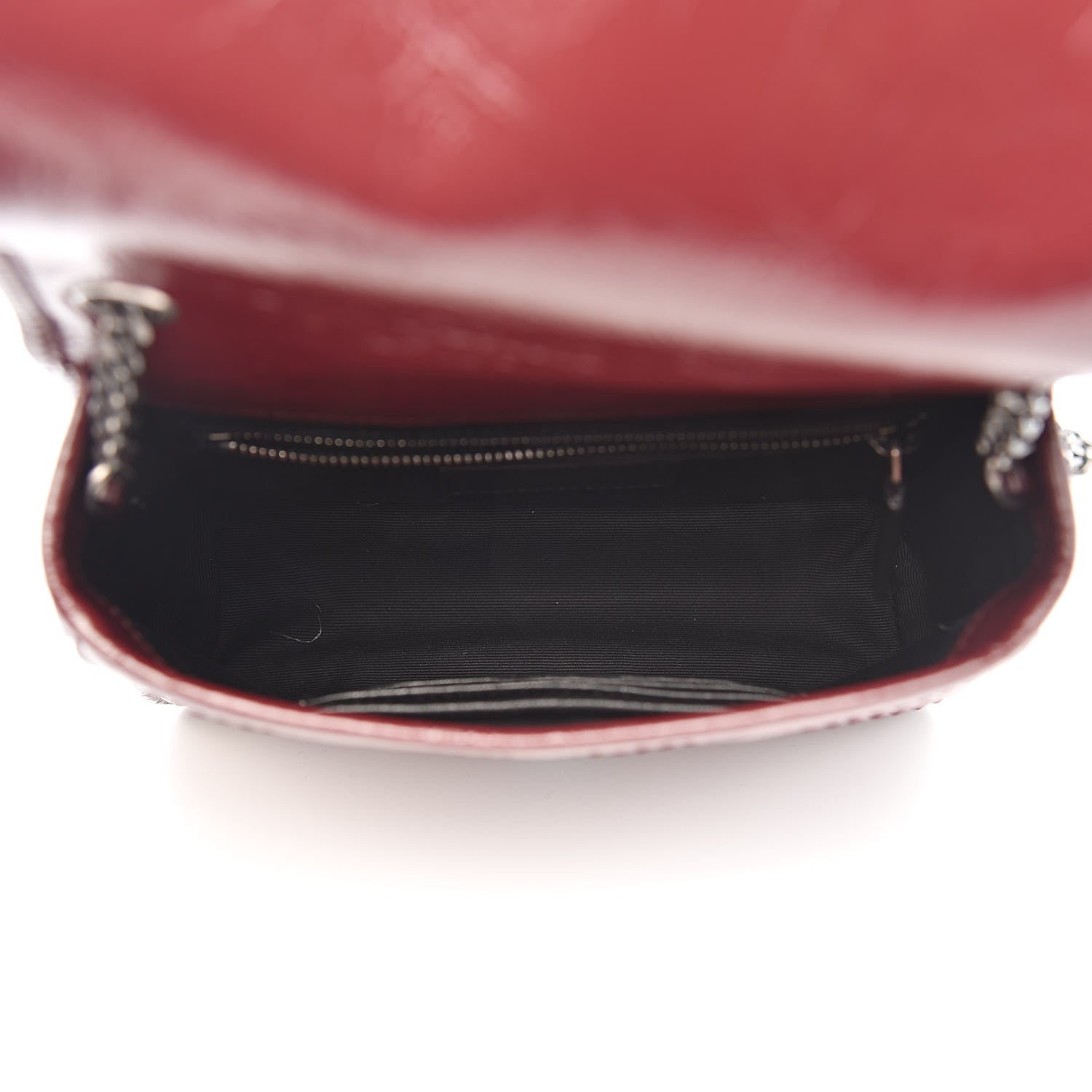 Saint Laurent Crinkled Calfskin Matelasse Monogram Niki Chain Wallet Dark Legion Red 5 of 10