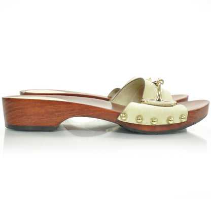 Gucci Suede Horsebit Wooden Slide Sandals 6.5 4 of 7