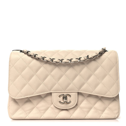 Chanel Caviar Quilted Jumbo Double Flap Light Beige 1 of 13