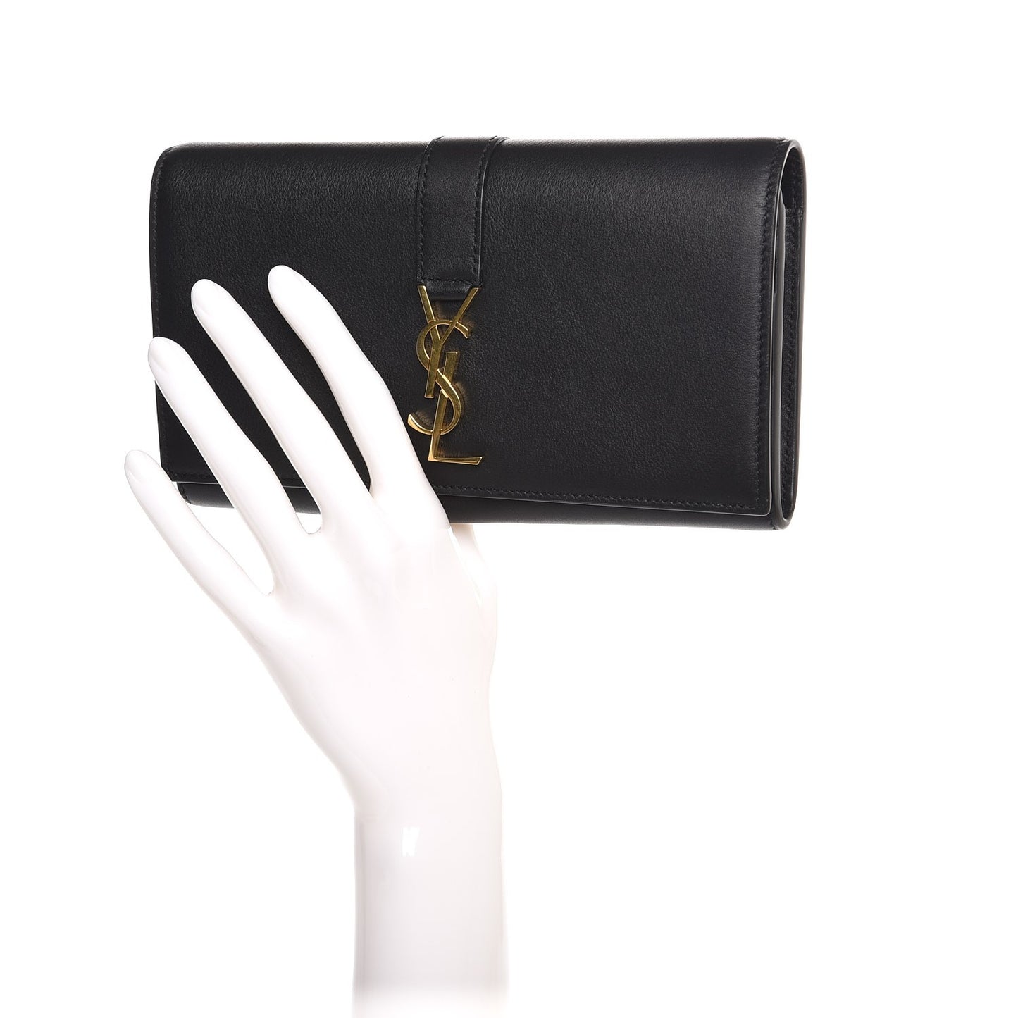 Calfskin Monogram Large Flap Wallet Black