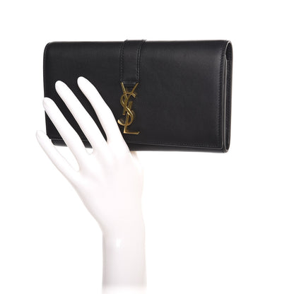 Saint Laurent Calfskin Monogram Large Flap Wallet Black 2 of 7