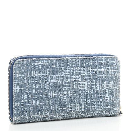 Chanel Canvas Deauville Large Zip Around Wallet Blue 3 of 8