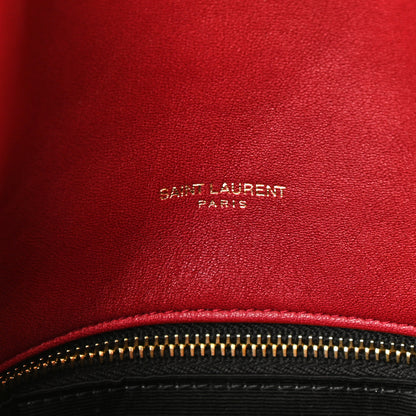Saint Laurent Lambskin Quilted Medium Loulou Puffer Monogram Chain Satchel Opyum Red 7 of 10