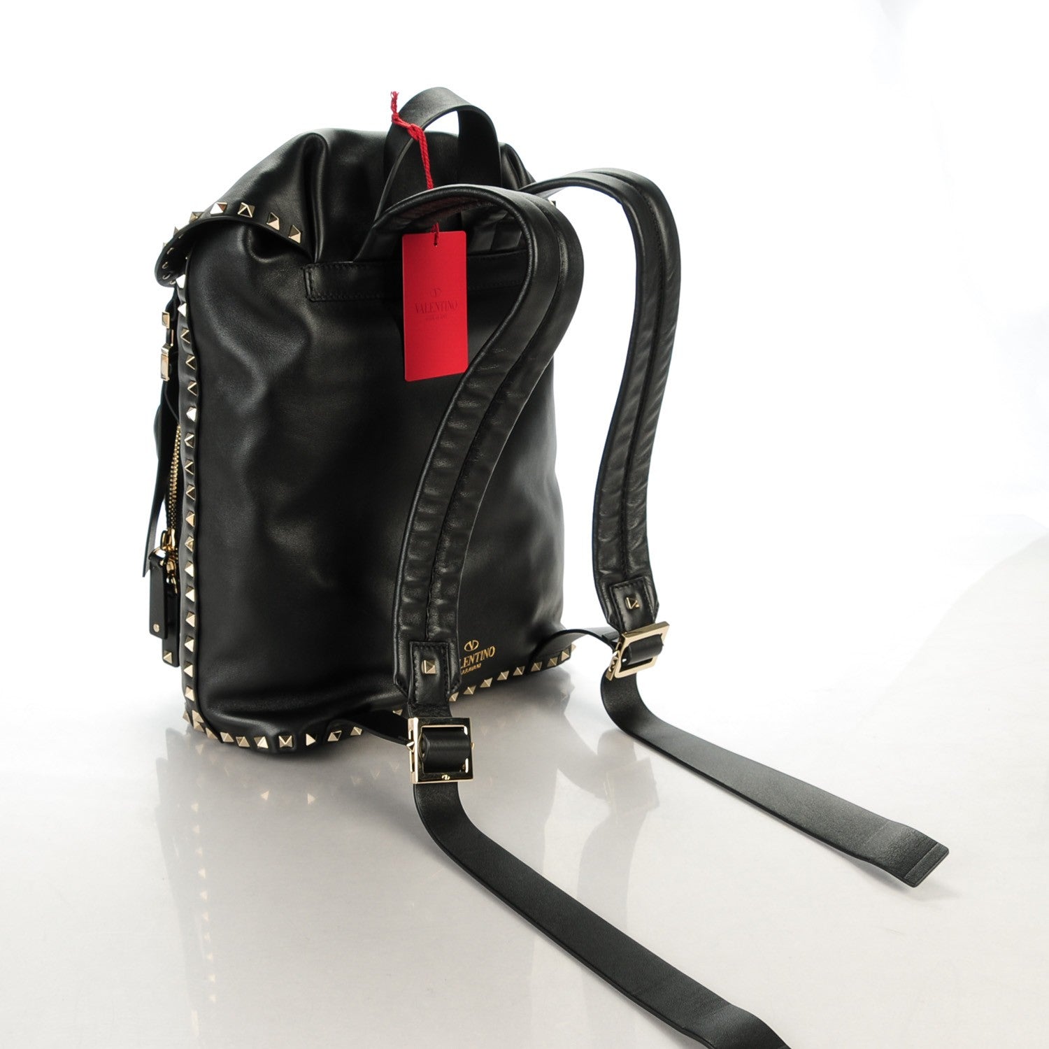 Valentino Garavani Smooth Calfskin Rockstud Double Buckle Backpack Black 3 of 7