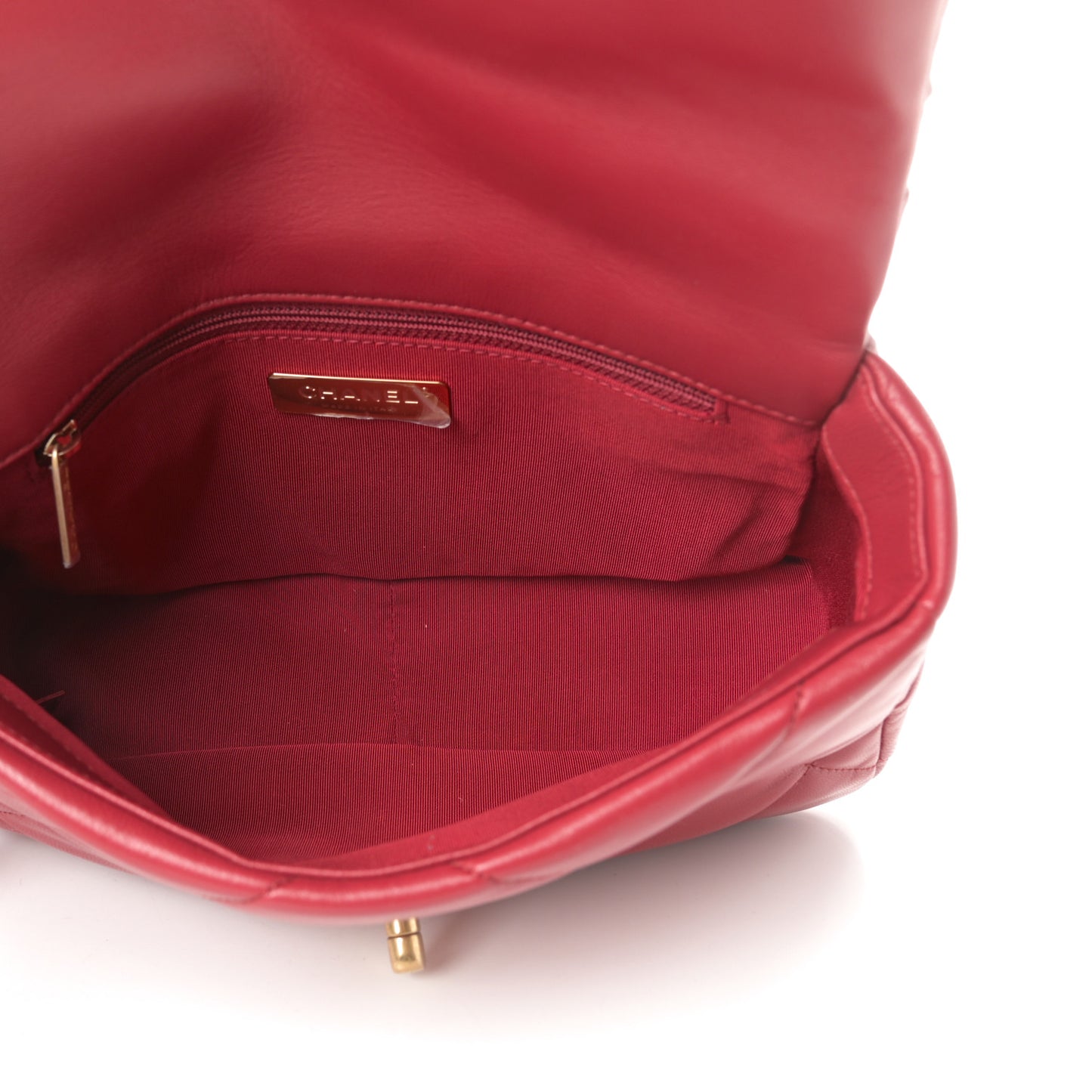 Goatskin Quilted Medium Chanel 19 Flap Red