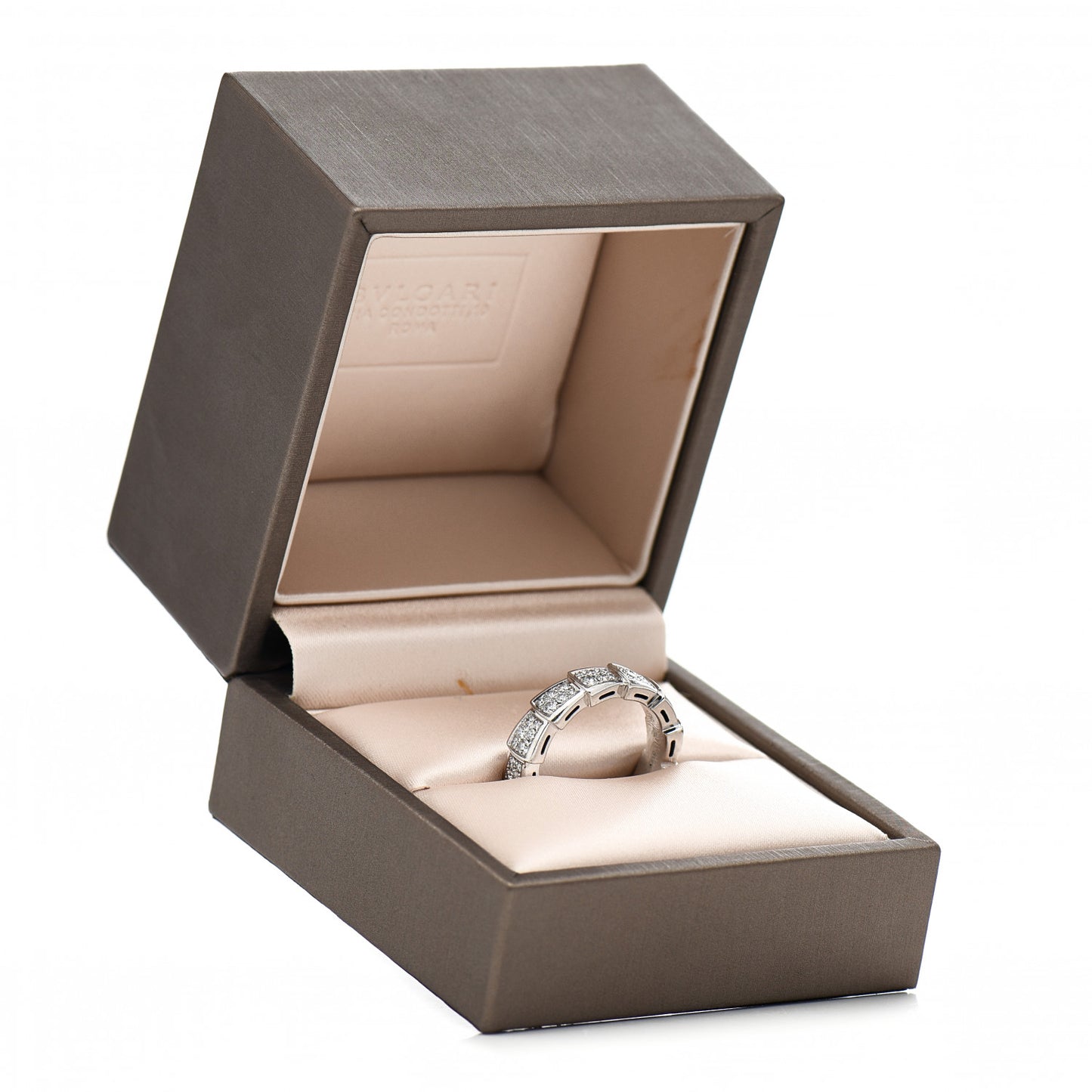 18K White Gold Diamond Serpenti Viper Pave Ring 52 6