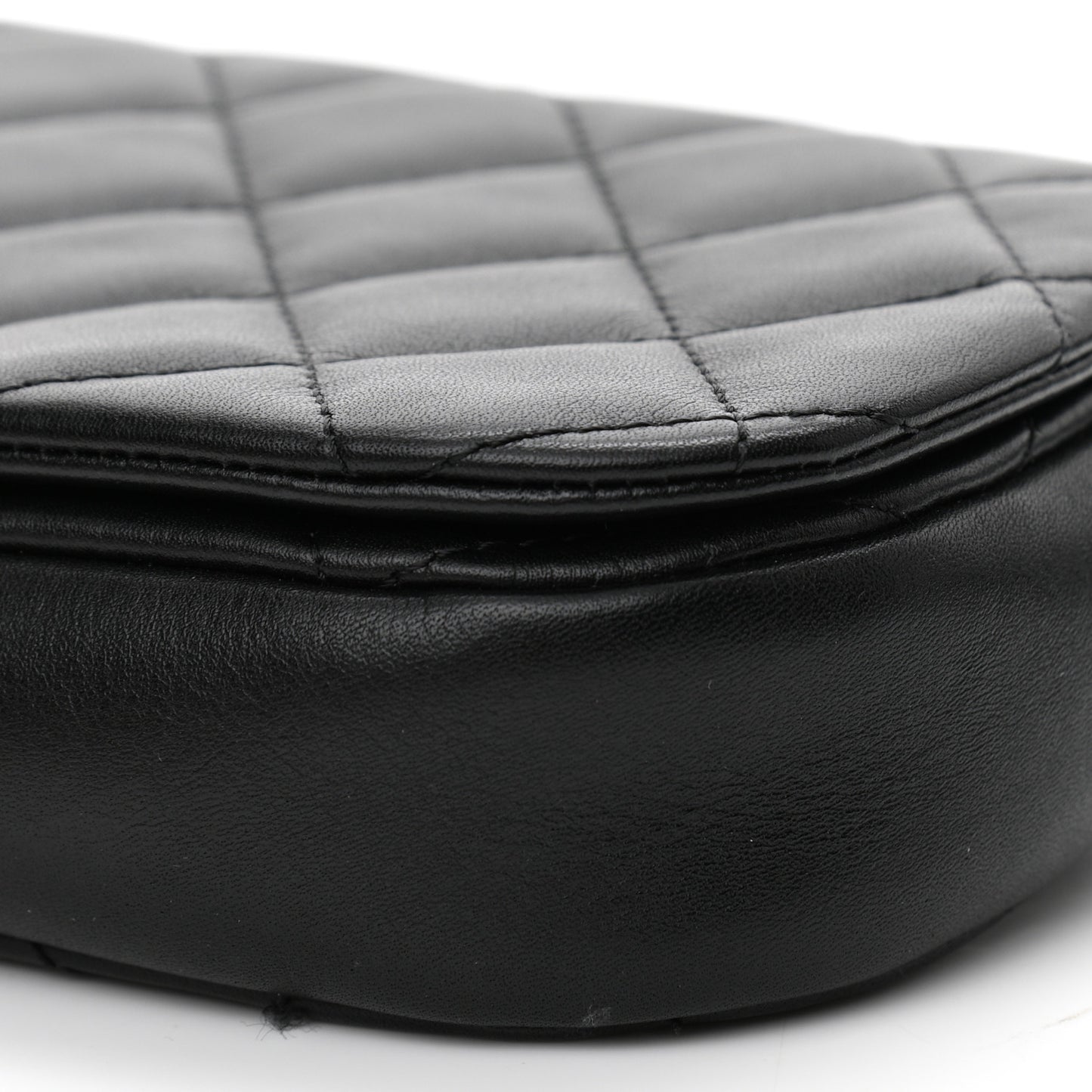 Calfskin Quilted Coco Mail Clutch With Chain Black