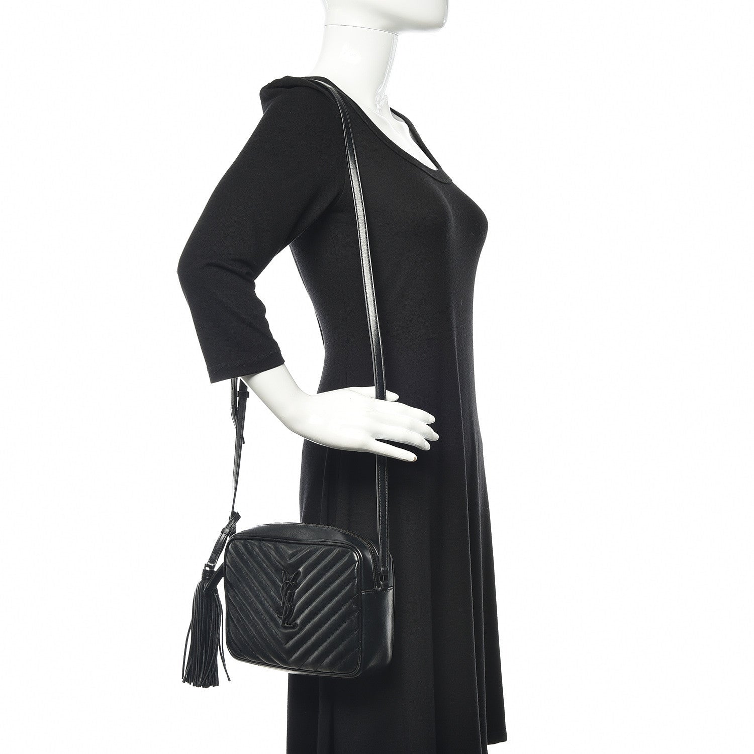 Saint Laurent Calfskin Matelasse Monogram Lou Camera Bag Black 2 of 12