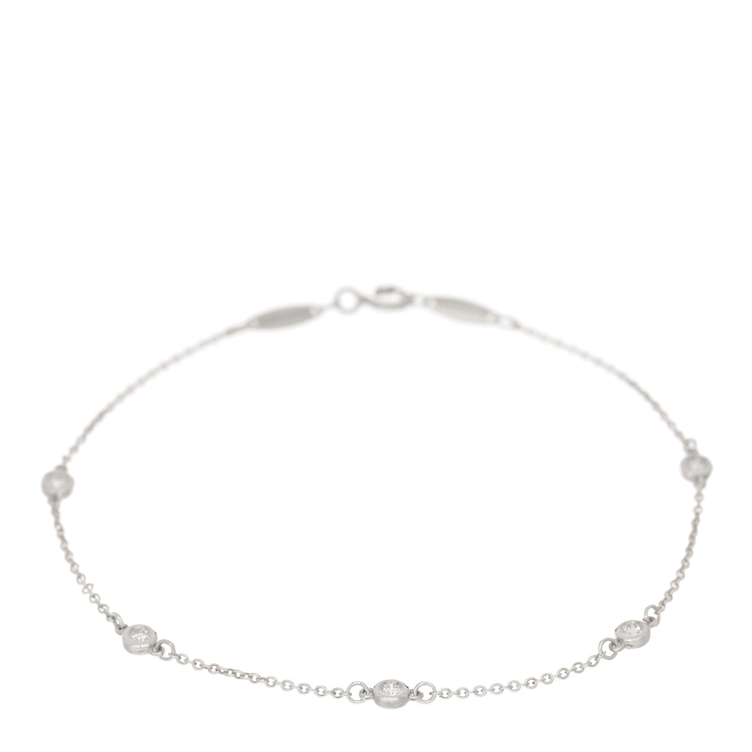 Tiffany Sterling Silver Diamond .15ct Elsa Peretti Diamonds By The Yard Bracelet 1 of 4