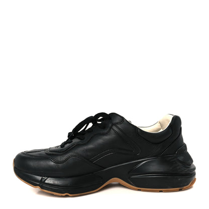 Gucci Calfskin Iridescent Logo Mens Rhyton Sneakers 8.5 Black 1 of 9