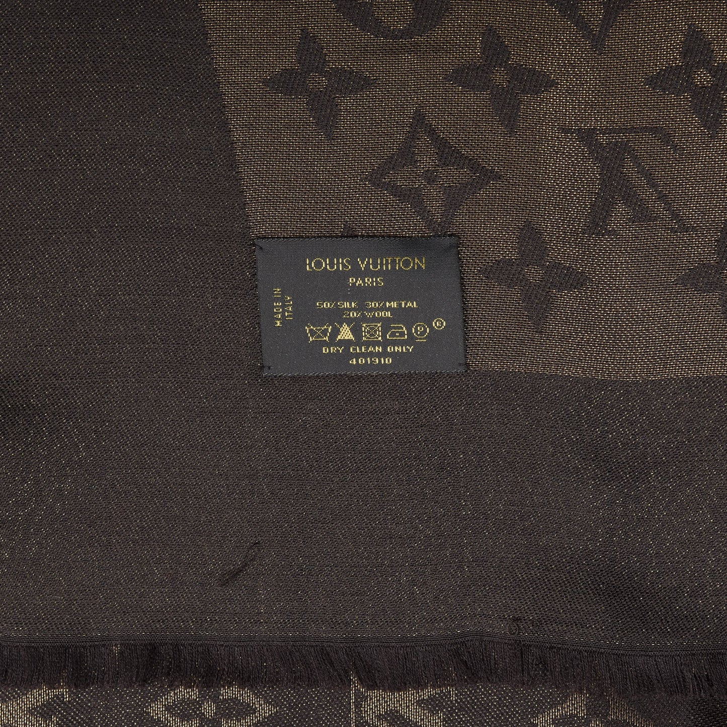 Silk Lurex Wool Monogram Shine Shawl Brown