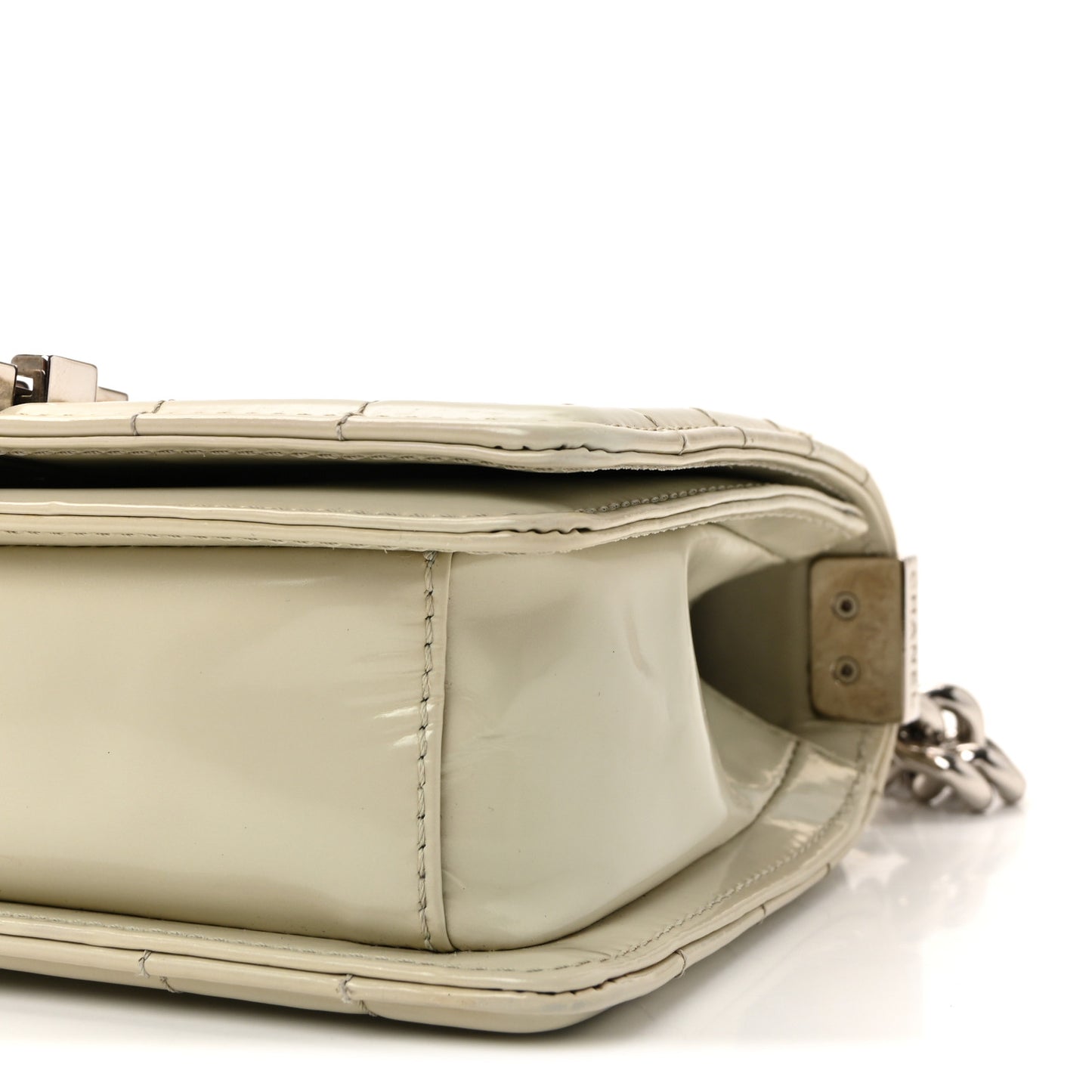 Glazed Calfskin Small Boy Flap Ivory