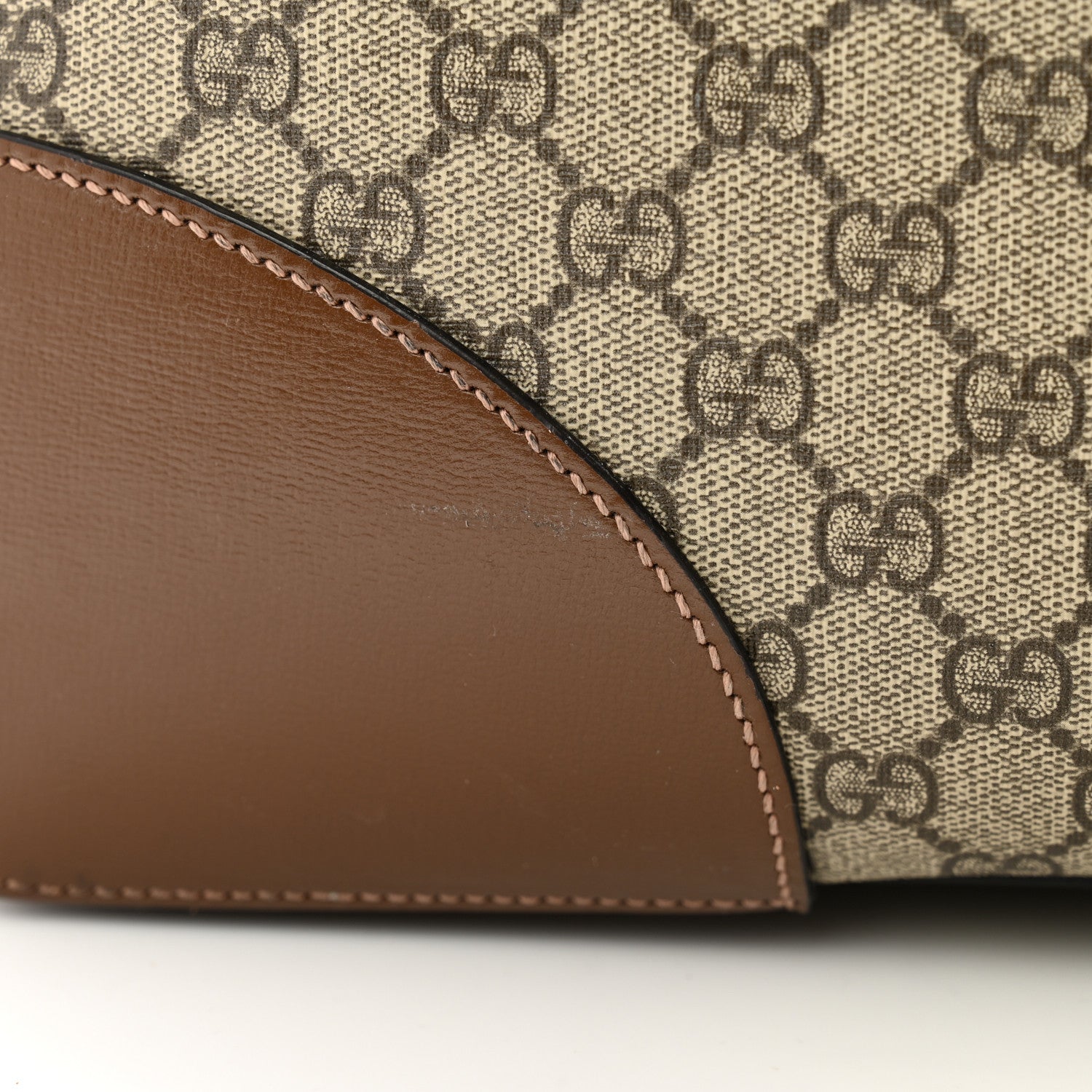 Gucci GG Supreme Monogram Azalea Calfskin Retro Interlocking G Large Duffle Bag Beige Ebony Brown Sugar 14 of 15