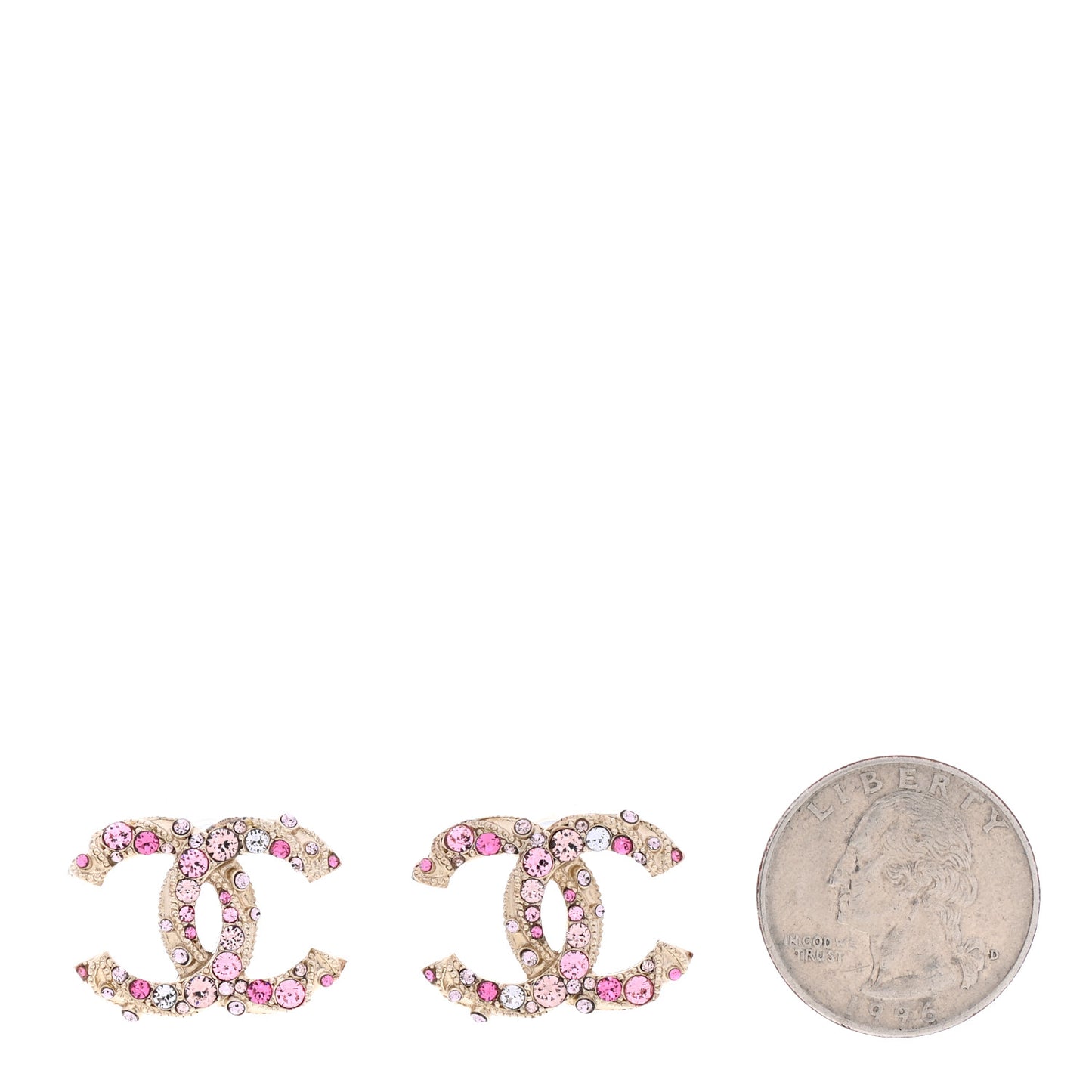 Crystal Twisted CC Earrings Pink Gold