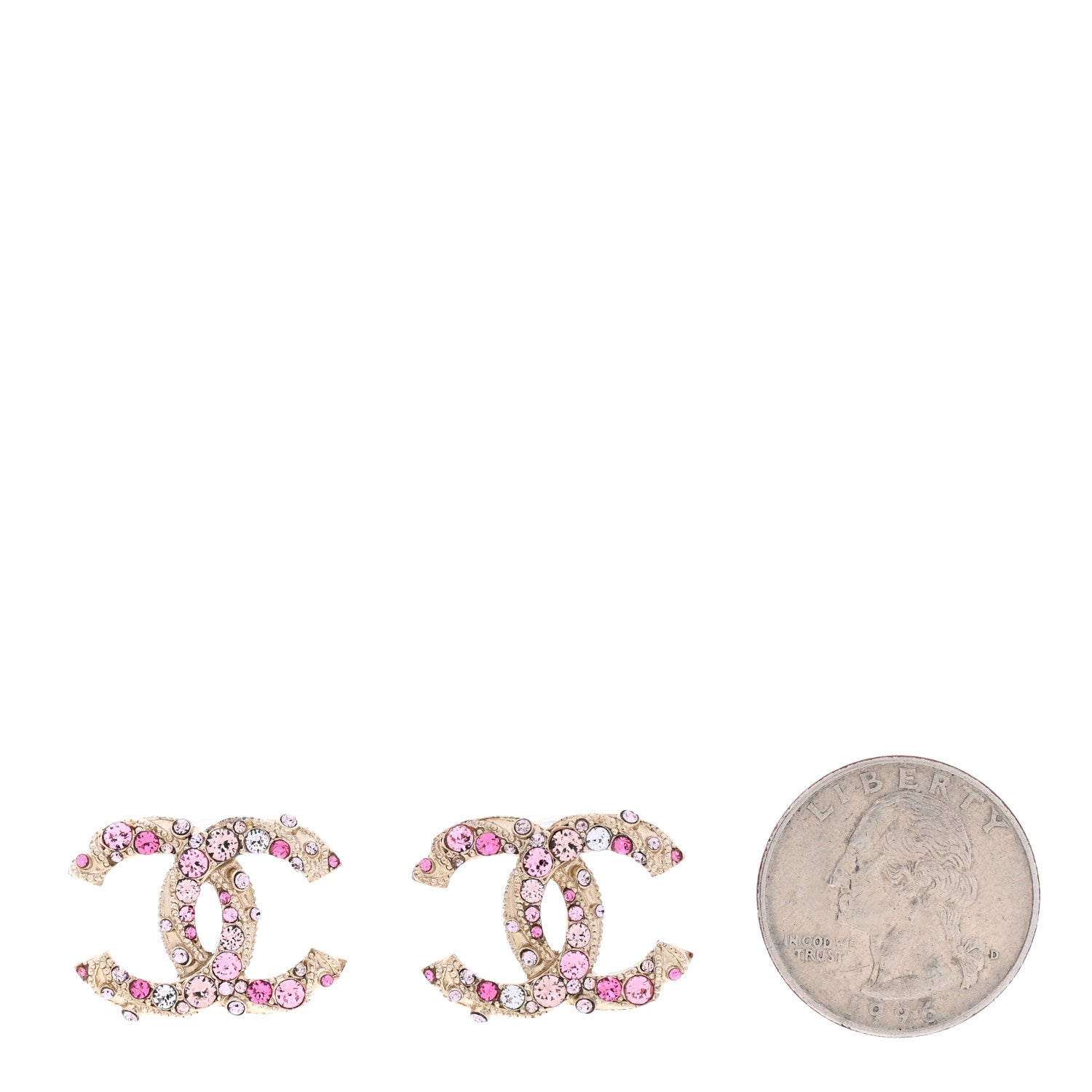 Chanel Crystal Twisted CC Earrings Pink Gold 2 of 6