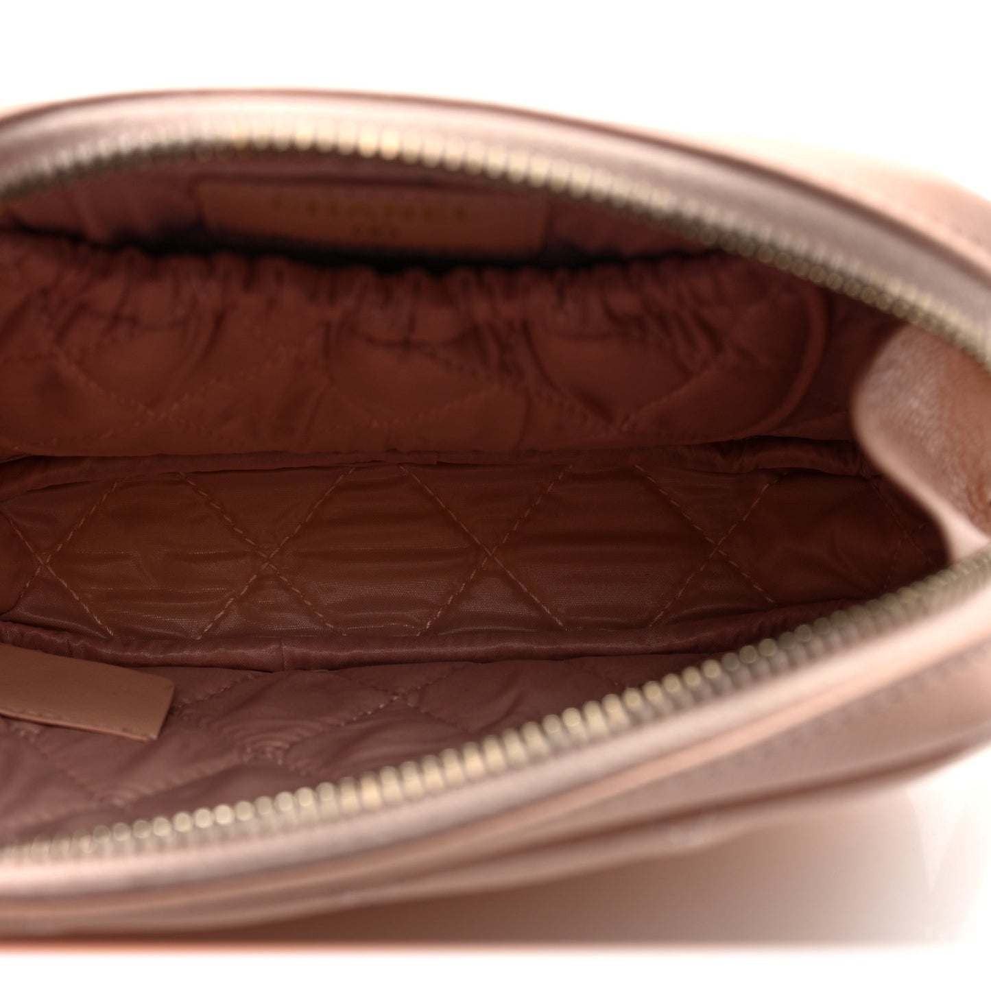 Caviar Quilted Small Curvy Pouch Cosmetic Case Light Pink