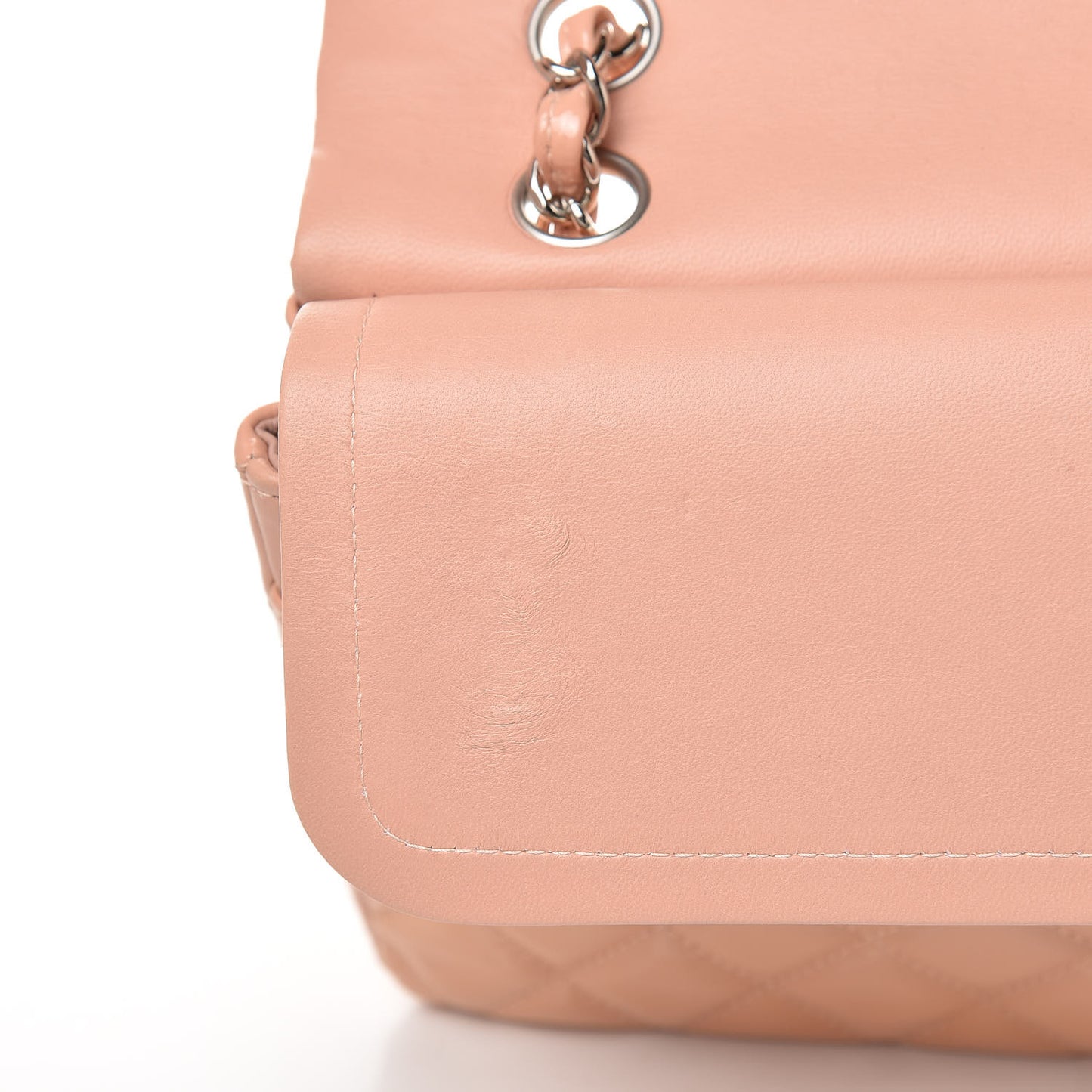 Patent Quilted Medium Double Flap Light Pink