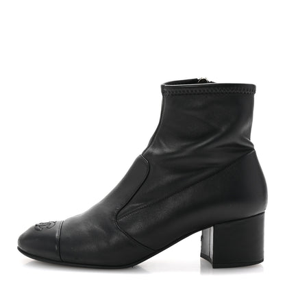 Chanel Stretch Lambskin Cap Toe CC Short Boots 38.5 Black 1 of 8