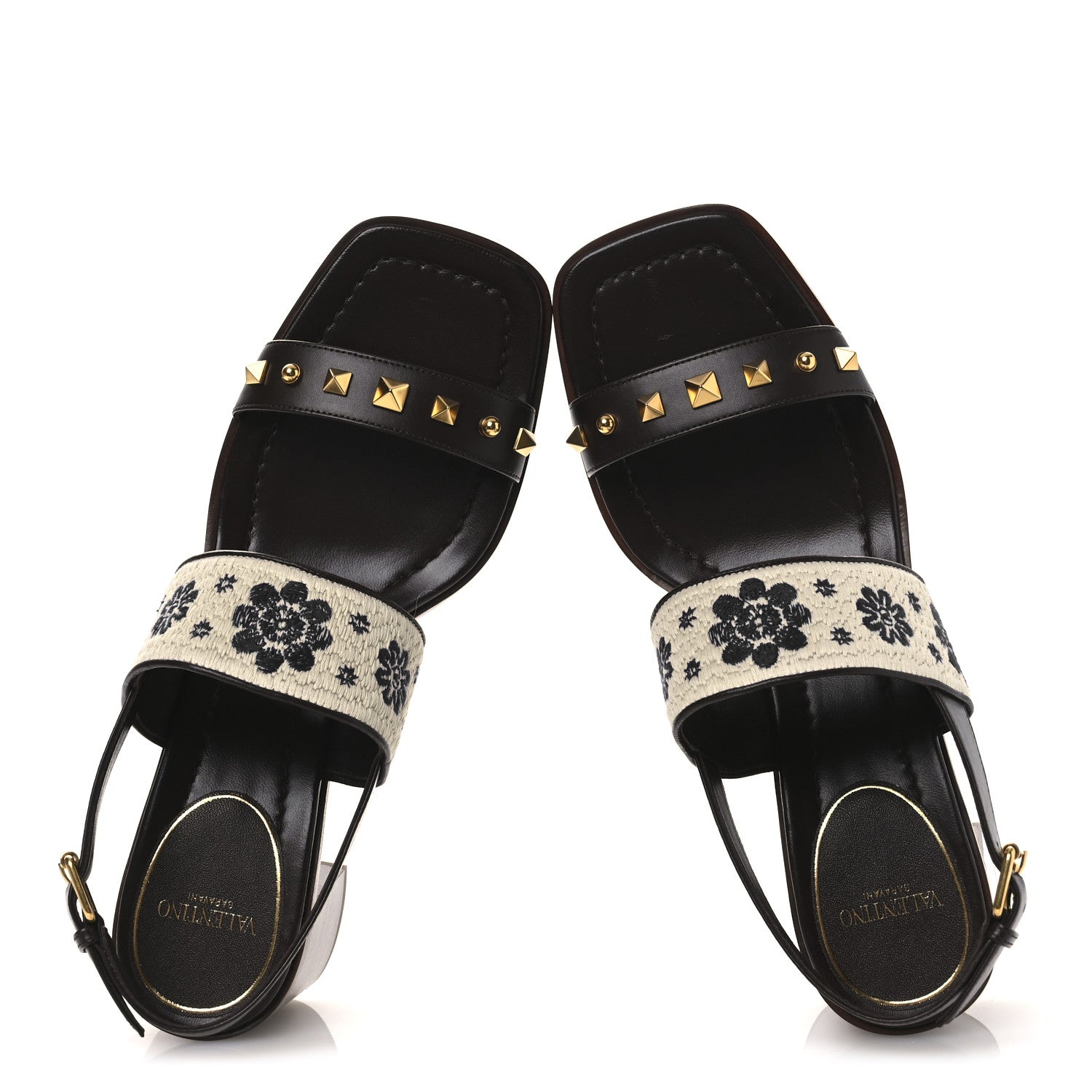 Valentino Garavani Calfskin Rockstud Grape Embroidered 60mm Plaster Caster Sandals 40 Fondant 2 of 12