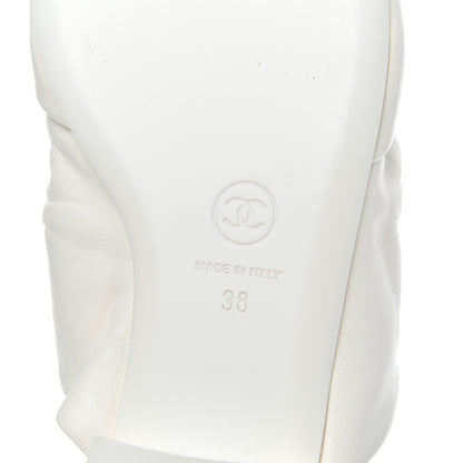Chanel Lambskin Pearl Bow CC Flat Sandals 38 White 7 of 17