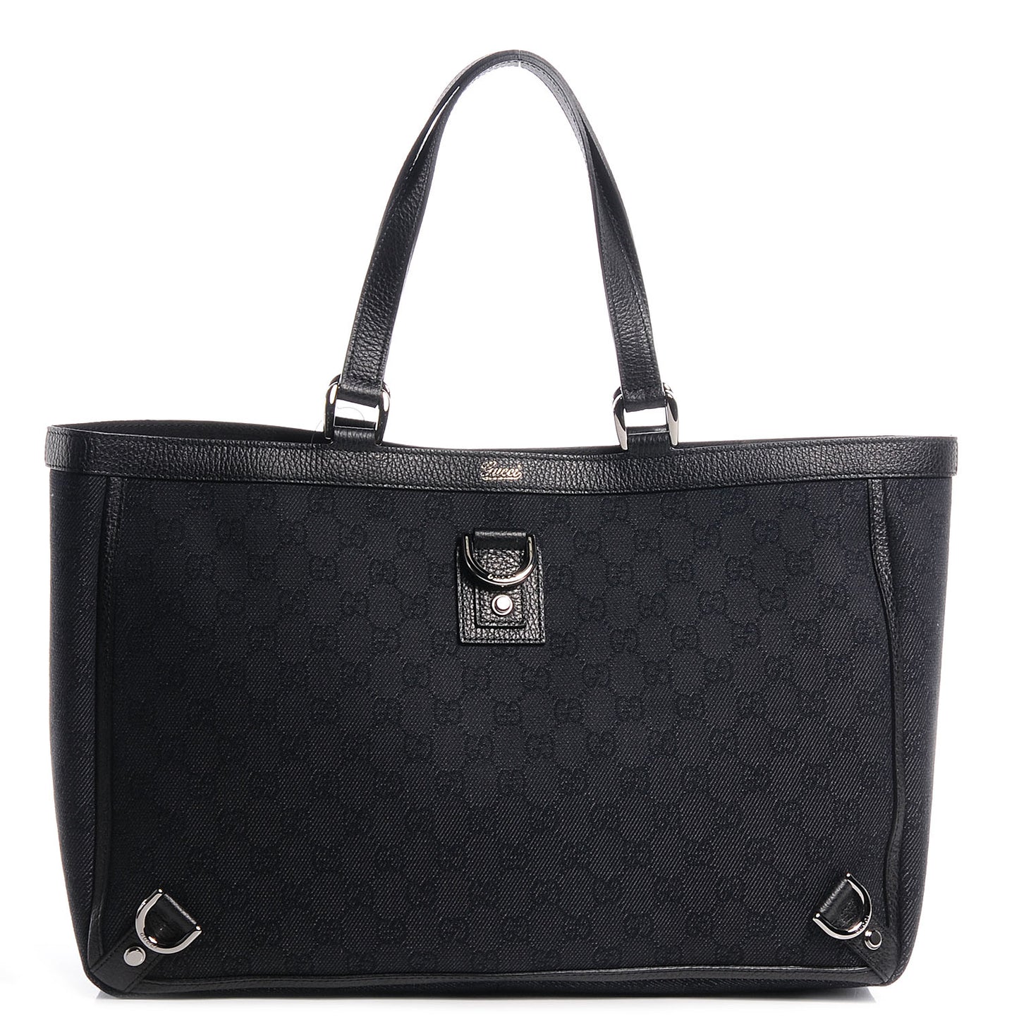 Denim Monogram Large Abbey Tote Black