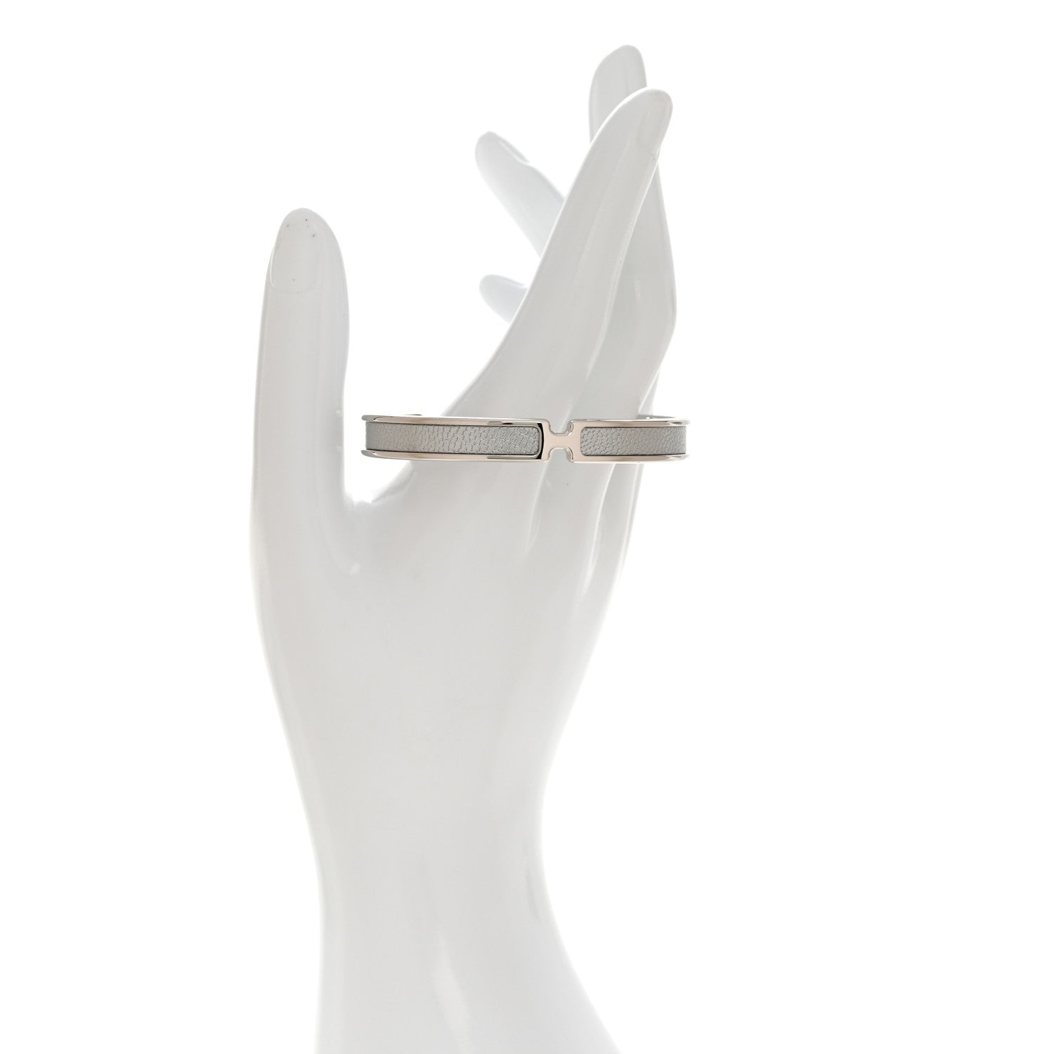 Hermes Metallic Chevre Chamkilight Olympe Bracelet T2 Silver 2 of 5