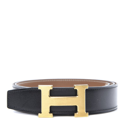 Hermes Box Togo 32mm H Belt 90 Black Gold 1 of 10