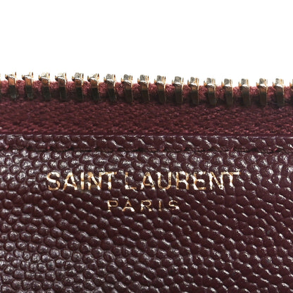 Saint Laurent Grain De Poudre Matelasse Chevron Monogram Zip Around Wallet Rouge Legion 6 of 10