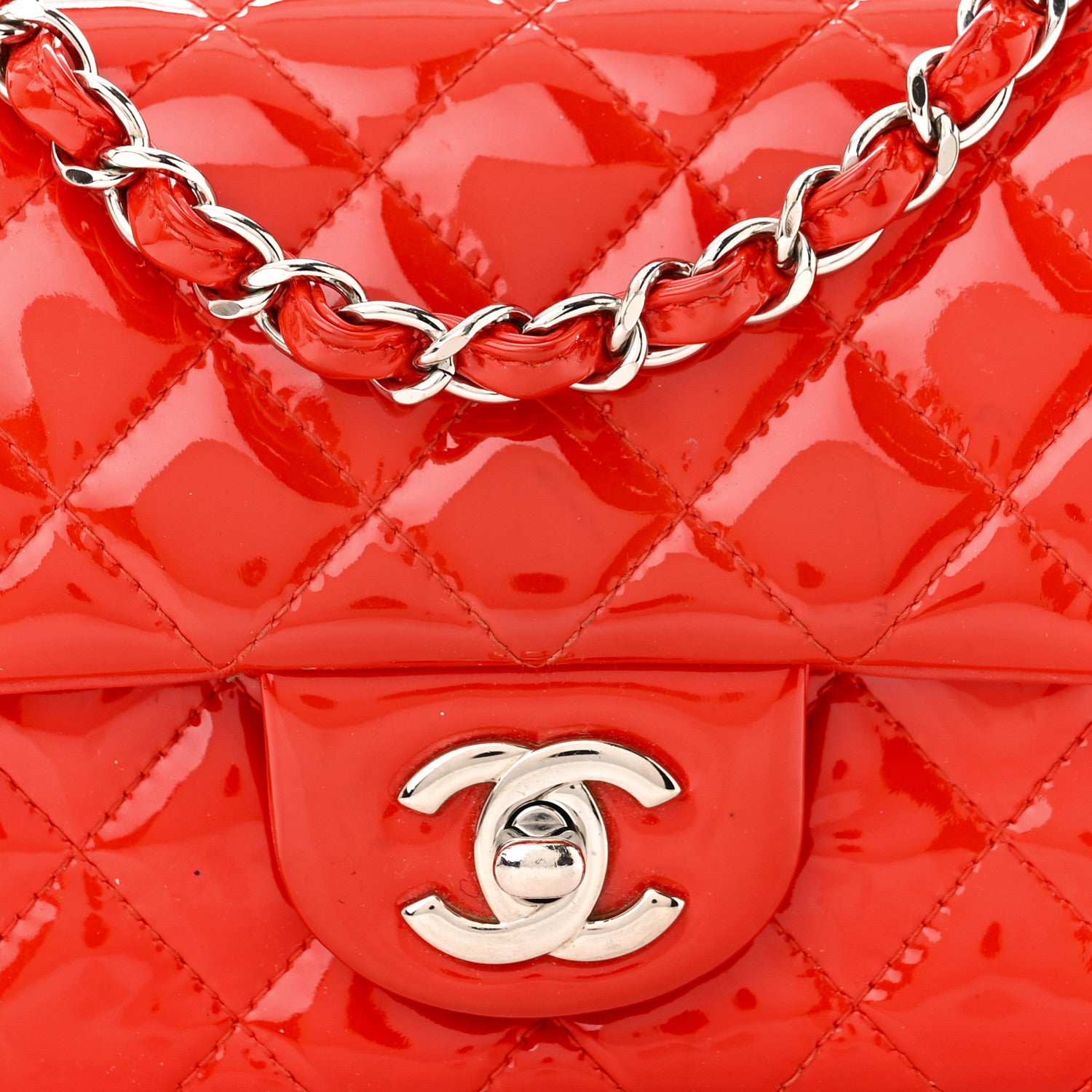 Chanel Patent Calfskin Quilted Mini Rectangular Flap Red 8 of 15