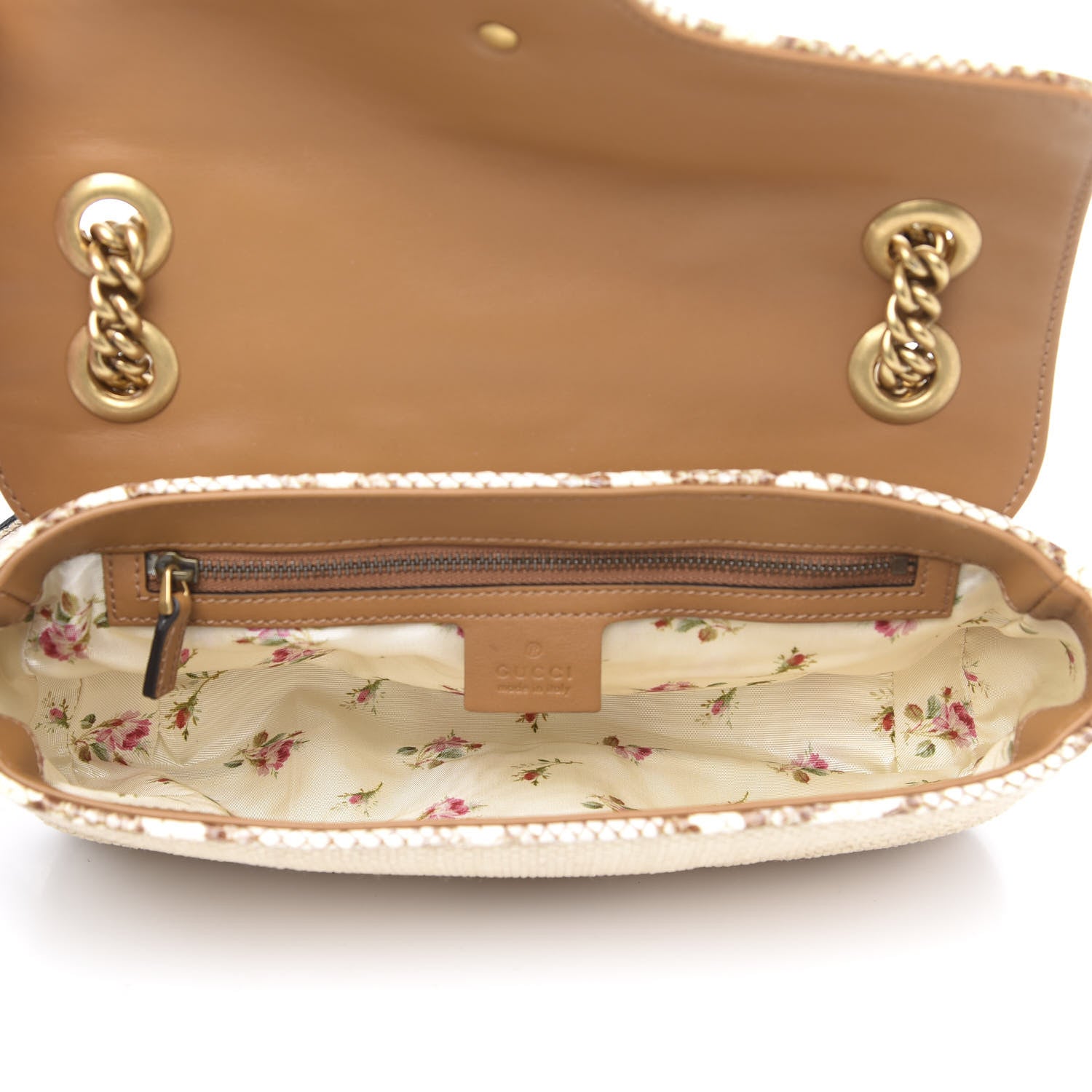 Gucci Raffia Elaphe Matelasse Small GG Marmont Shoulder Bag Natural Cream Brown 5 of 10
