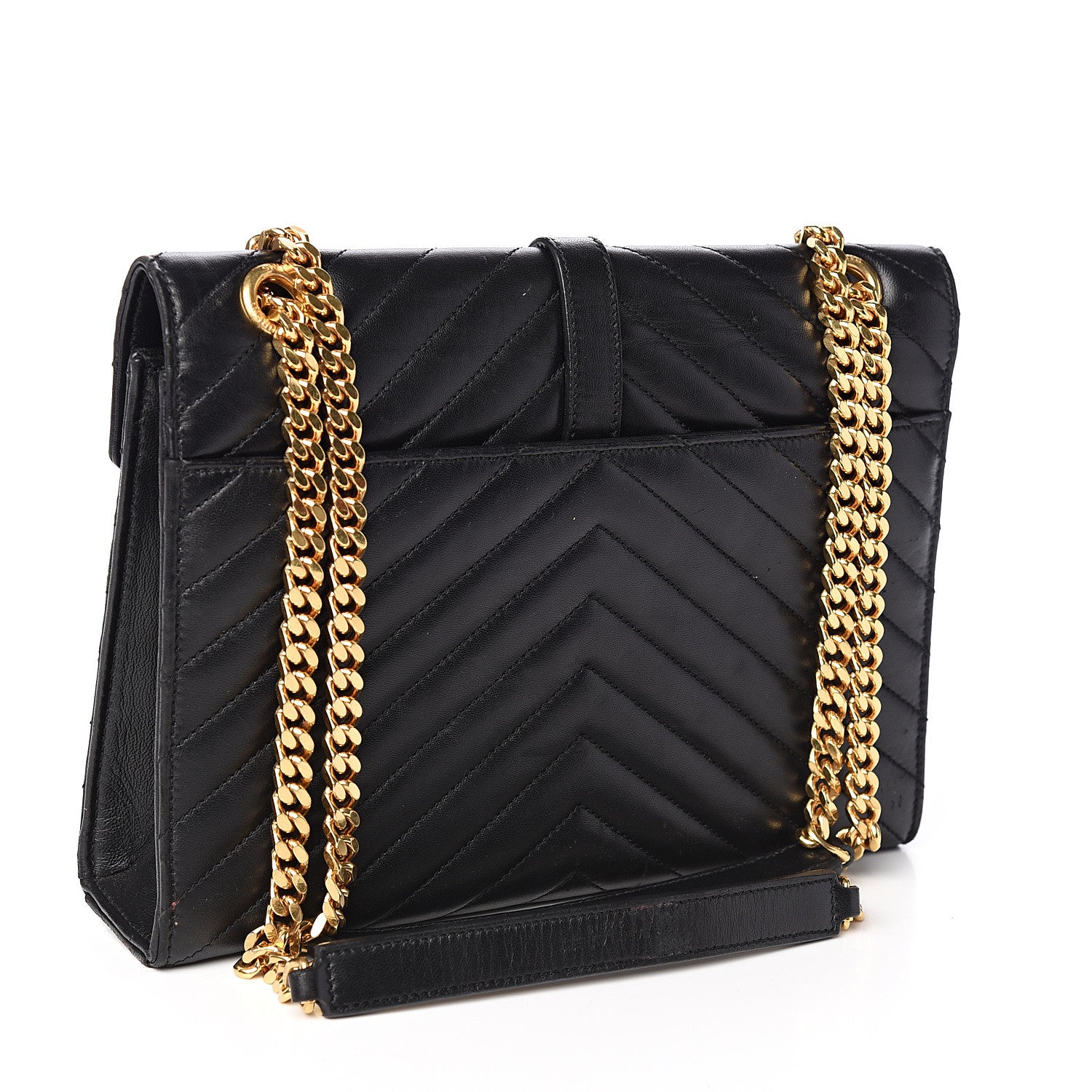 Saint Laurent Lambskin Matelasse Chevron Medium Monogram Satchel Black 2 of 10