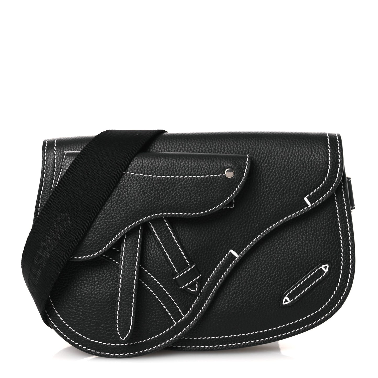X KAWS Grained Calfskin Saddle Pouch Black